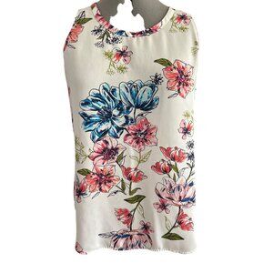 Van Heusen Floral Watercolor Sleeveless Blouse Soft Elegant Botanical Print Top